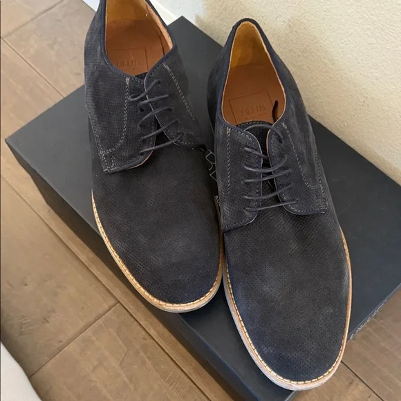 Saks Fifth Avenue Navy Blue Suede Derbys - Picture 3 of 6